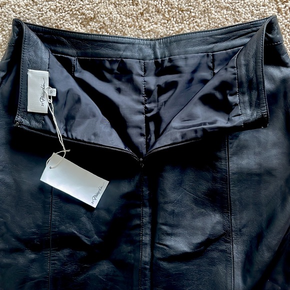 new with tag 3.1 Phillip Lam Black Leather A-line Midi Skirt 🖤 - Picture 5 of 12